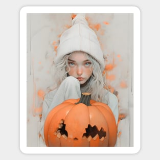 Halloween Pumpkin Girl Sticker